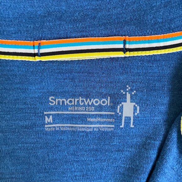 Smartwool Merino 250 Base Layer Quarter Zip Pullover Men's Medium Blue NWT - Picture 5 of 7